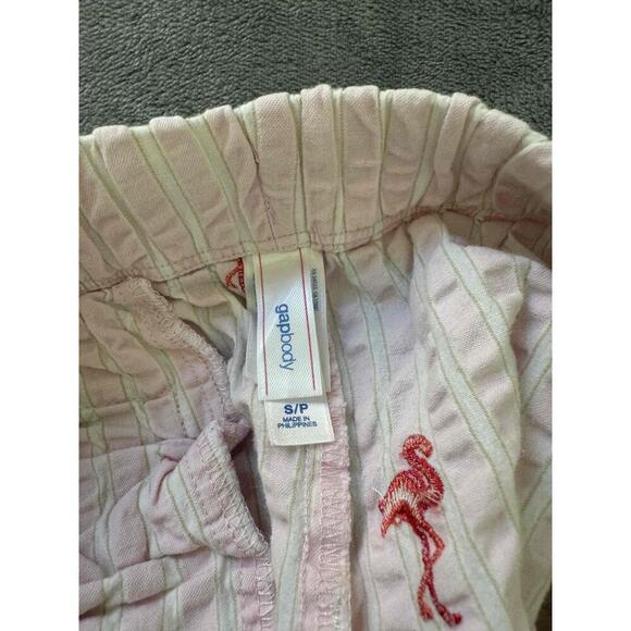 Gapbody Pink Flamingo Print Elastic Waist Drawstring Relaxed Crop Pants S Petite - Picture 2 of 9
